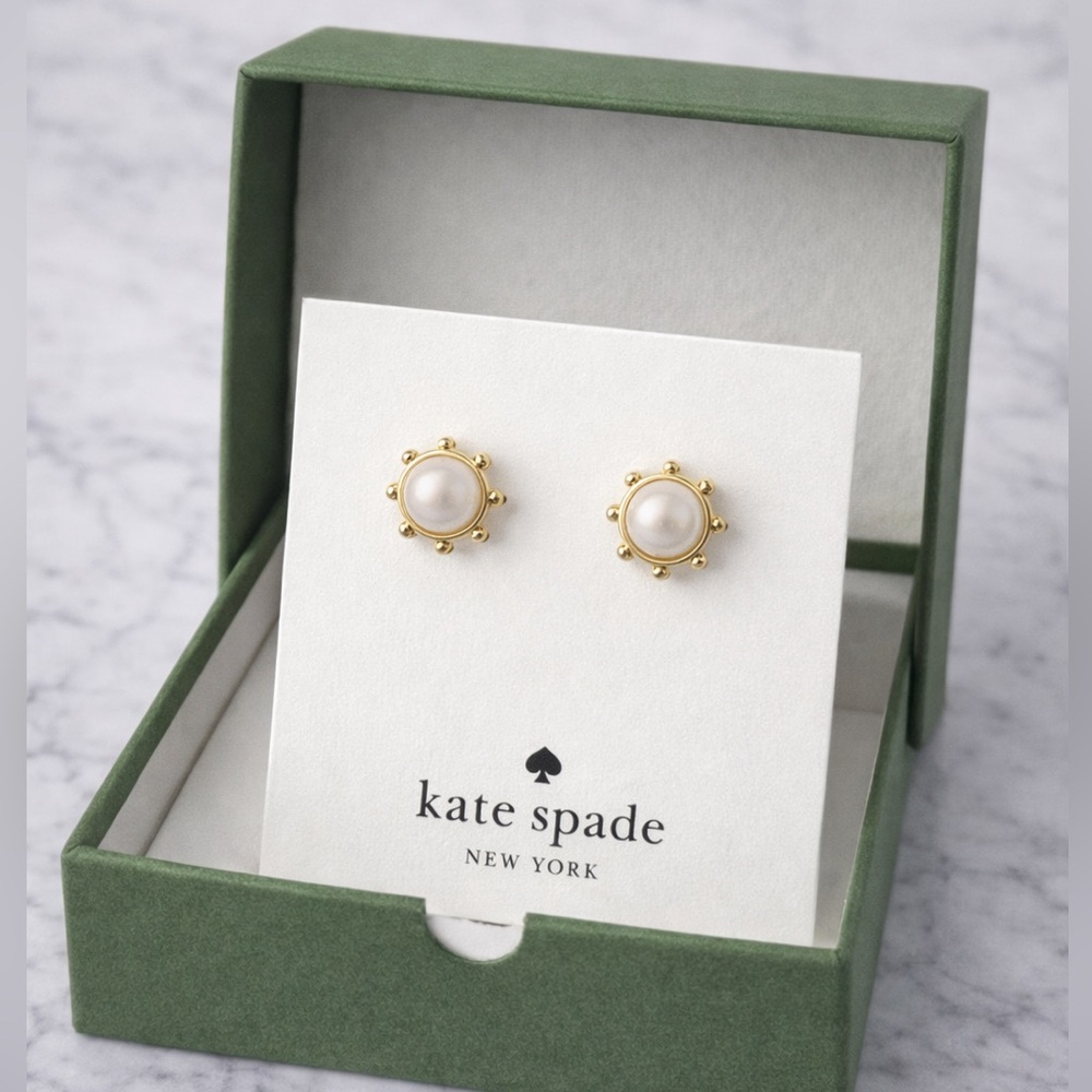 Kate Spade Gold and White Pearl Earrings NWT